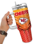 personalized kansas city chiefs hex texture red curved tumbler best selling.webp