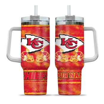 personalized kansas city chiefs honey streaks red curved tumbler best selling.webp
