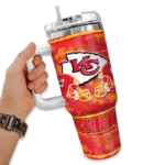 personalized kansas city chiefs honey streaks red curved tumbler best selling.webp