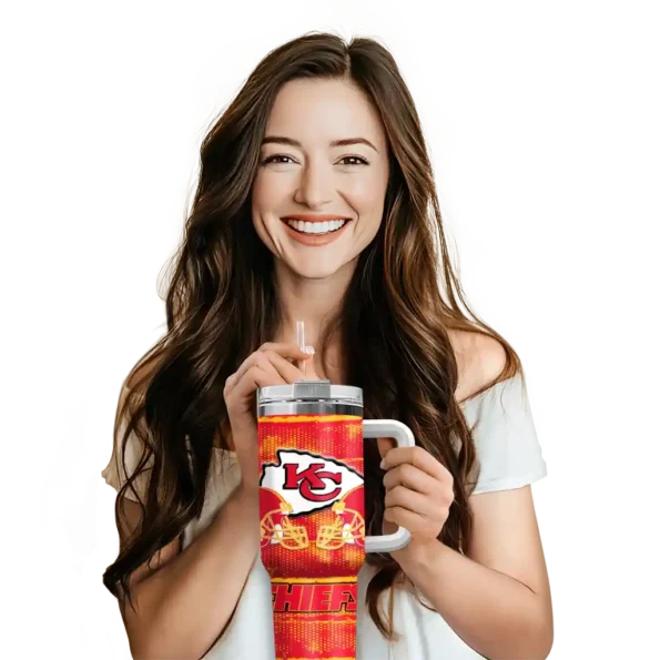 personalized kansas city chiefs honey streaks red curved tumbler premium grade.webp
