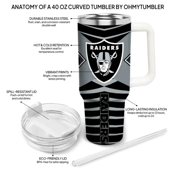 personalized las vegas raiders chevron layers black curved tumbler new arrival.webp