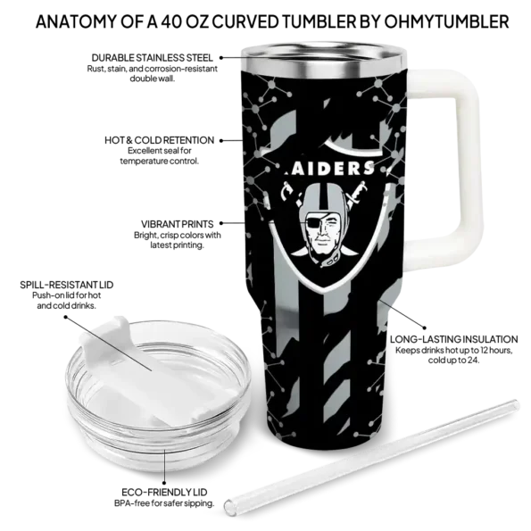 personalized las vegas raiders claw cut black curved tumbler new arrival.webp