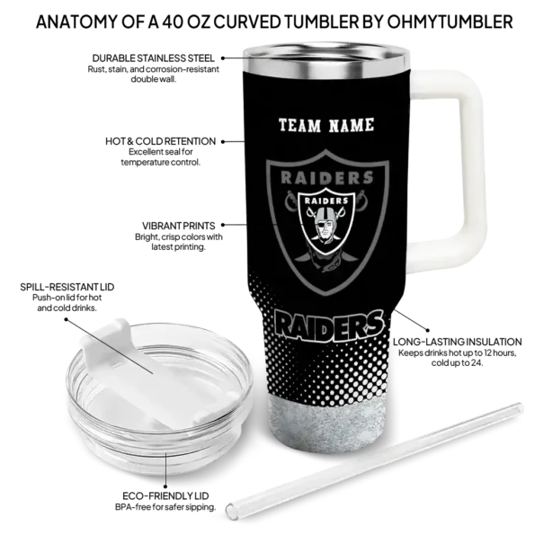 personalized las vegas raiders geometric prism black curved tumbler new arrival.webp