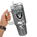 personalized las vegas raiders heart helmet motif black curved tumbler best selling.webp