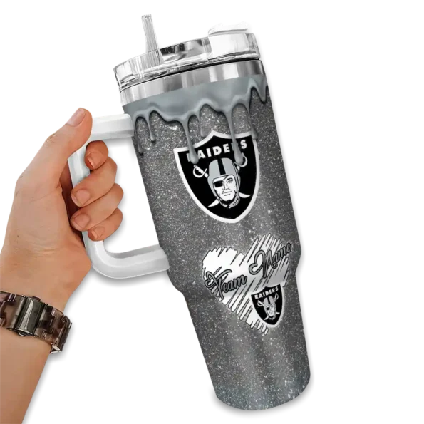 personalized las vegas raiders heart helmet motif black curved tumbler fashion forward.webp