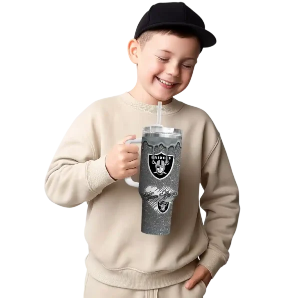 personalized las vegas raiders heart helmet motif black curved tumbler latest model.webp