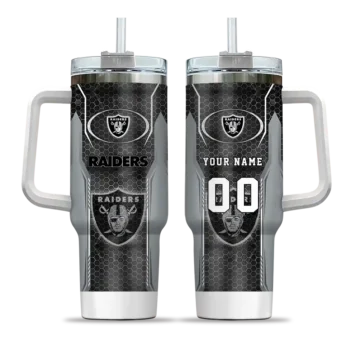 personalized las vegas raiders hexagon armor black curved tumbler best selling.webp