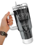 personalized las vegas raiders hexagon armor black curved tumbler best selling.webp