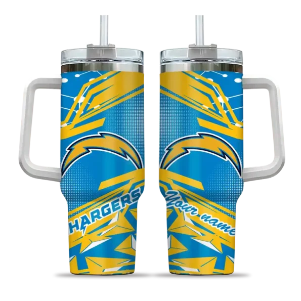 personalized los angeles chargers abstract paths blue curved tumbler best selling.webp