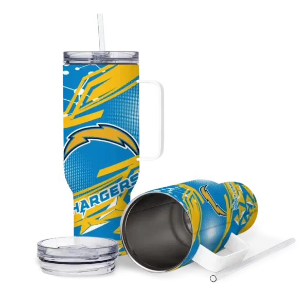personalized los angeles chargers abstract paths blue curved tumbler high quality.webp