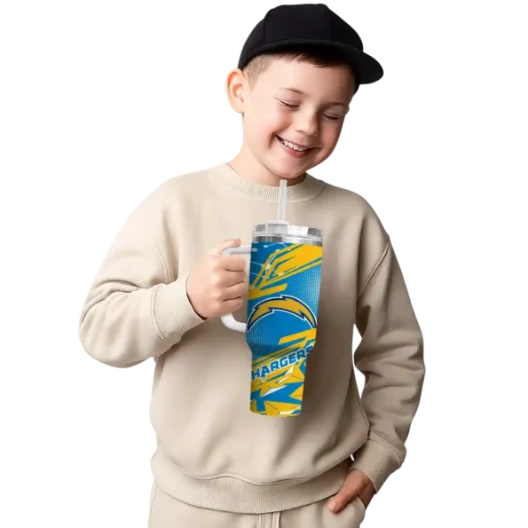 personalized los angeles chargers abstract paths blue curved tumbler latest model.webp