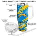 personalized los angeles chargers abstract paths blue curved tumbler best selling.webp