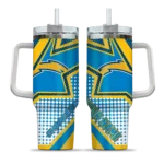 personalized los angeles chargers arrow burst blue curved tumbler best selling.webp