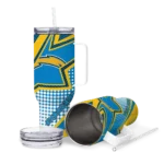 personalized los angeles chargers arrow burst blue curved tumbler best selling.webp