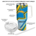 personalized los angeles chargers arrow burst blue curved tumbler best selling.webp