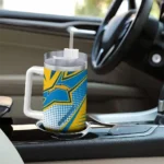 personalized los angeles chargers arrow burst blue curved tumbler best selling.webp