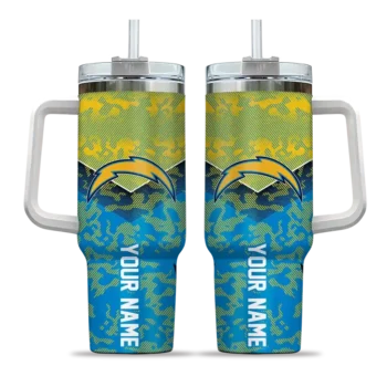 personalized los angeles chargers chevron stripe blue curved tumbler best selling.webp