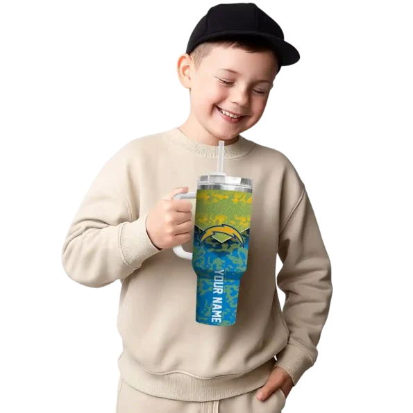 personalized los angeles chargers chevron stripe blue curved tumbler latest model.webp