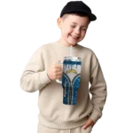 personalized los angeles chargers leopard zipper blue curved tumbler best selling.webp