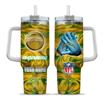 personalized los angeles chargers marbled stripes blue curved tumbler best selling.webp