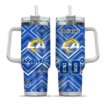 personalized los angeles rams bold diamonds blue curved tumbler best selling.webp