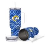 personalized los angeles rams bold diamonds blue curved tumbler best selling.webp