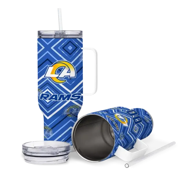 personalized los angeles rams bold diamonds blue curved tumbler high quality.webp