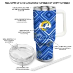 personalized los angeles rams bold diamonds blue curved tumbler best selling.webp