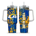 personalized los angeles rams burst swirl blue curved tumbler best selling.webp