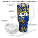 personalized los angeles rams burst swirl blue curved tumbler best selling.webp