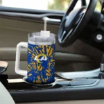 personalized los angeles rams burst swirl blue curved tumbler best selling.webp