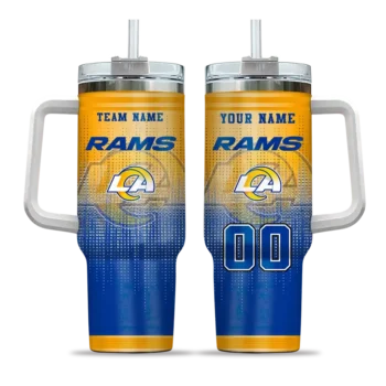 personalized los angeles rams gradient dots blue curved tumbler best selling.webp