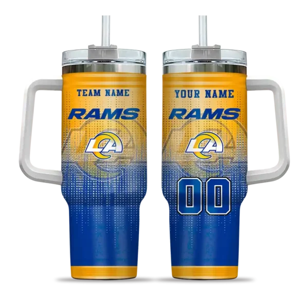 personalized los angeles rams gradient dots blue curved tumbler best selling.webp