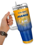 personalized los angeles rams gradient dots blue curved tumbler best selling.webp