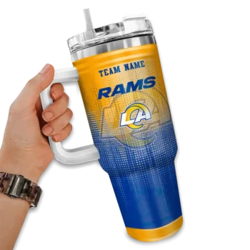 personalized los angeles rams gradient dots blue curved tumbler fashion forward.webp