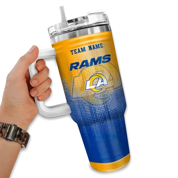 personalized los angeles rams gradient dots blue curved tumbler fashion forward.webp