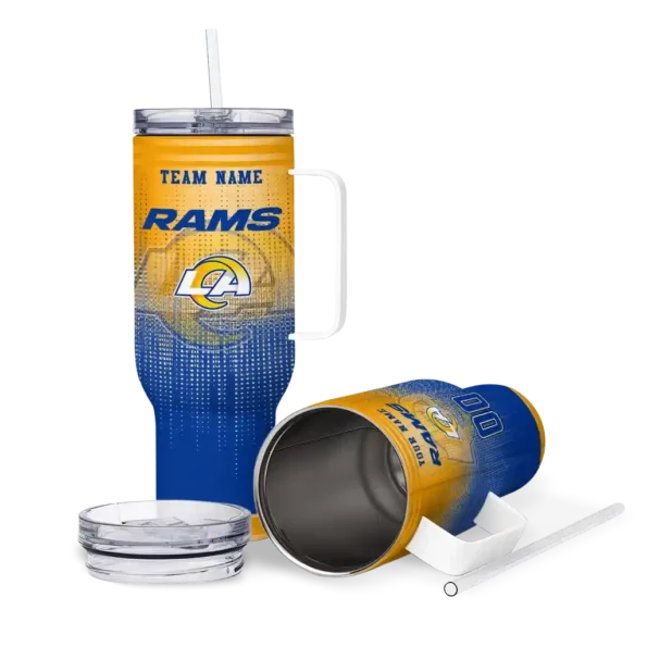 personalized los angeles rams gradient dots blue curved tumbler high quality.webp
