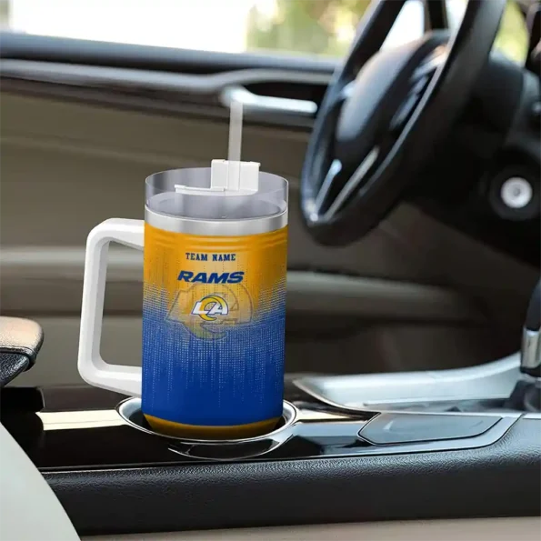 personalized los angeles rams gradient dots blue curved tumbler trendy.webp