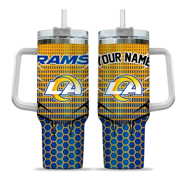 personalized los angeles rams hex texture blue curved tumbler best selling.webp