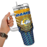 personalized los angeles rams hex texture blue curved tumbler best selling.webp