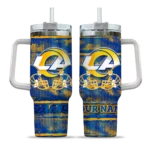 personalized los angeles rams honey streaks blue curved tumbler best selling.webp