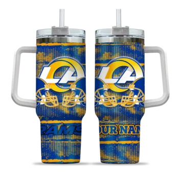 personalized los angeles rams honey streaks blue curved tumbler best selling.webp