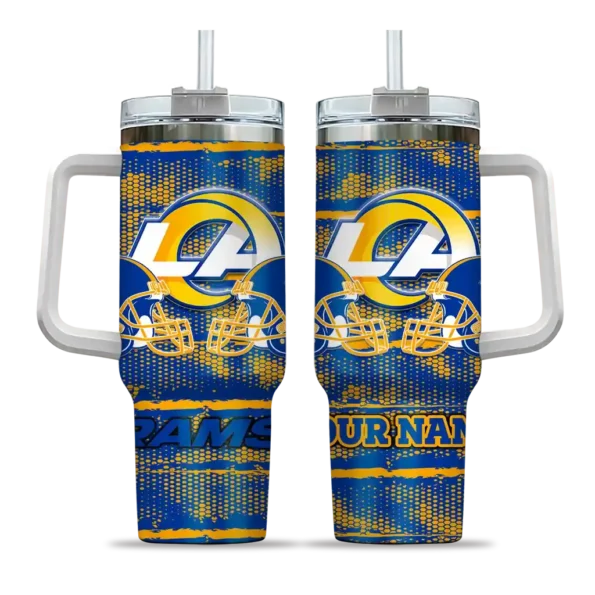 personalized los angeles rams honey streaks blue curved tumbler best selling.webp