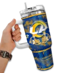 personalized los angeles rams honey streaks blue curved tumbler best selling.webp