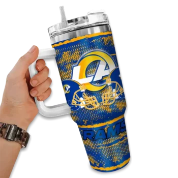 personalized los angeles rams honey streaks blue curved tumbler fashion forward.webp