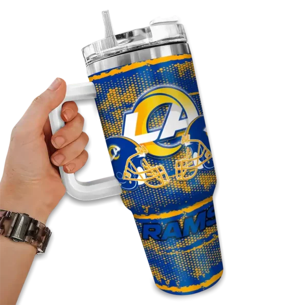 personalized los angeles rams honey streaks blue curved tumbler fashion forward.webp