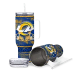 personalized los angeles rams honey streaks blue curved tumbler best selling.webp