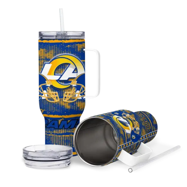 personalized los angeles rams honey streaks blue curved tumbler high quality.webp