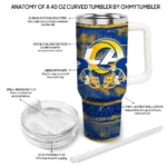personalized los angeles rams honey streaks blue curved tumbler best selling.webp