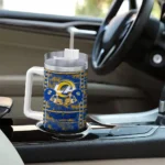 personalized los angeles rams honey streaks blue curved tumbler best selling.webp